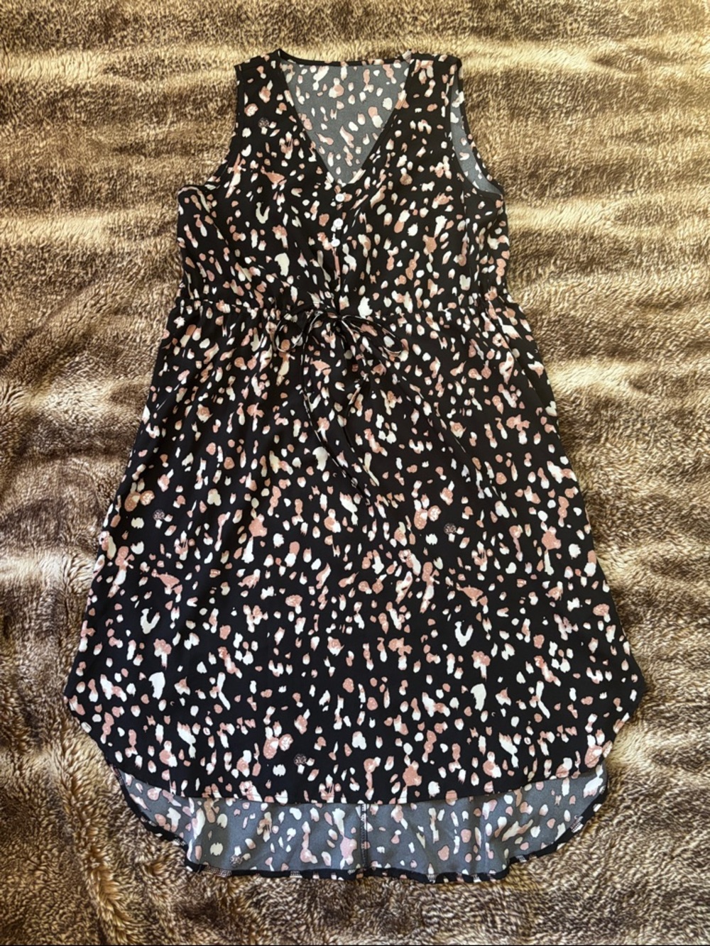 SHEIN Black Floral Print Blouse with Pink and White Accents